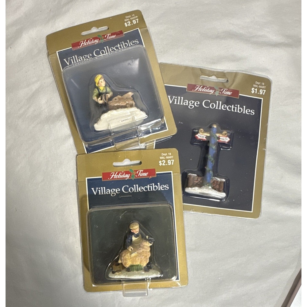 Holiday Time Village Collectibles Christmas Painted Resin Figurines 3-Pack